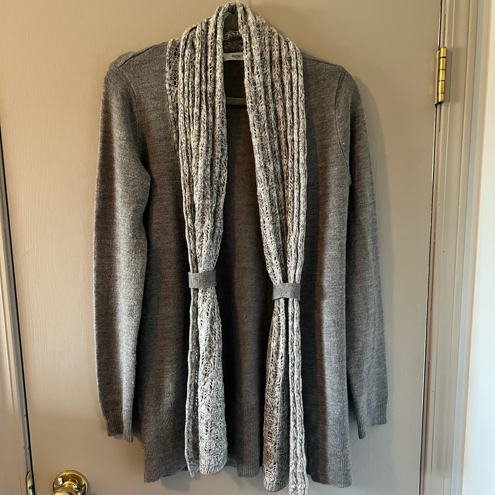 Rickis Grey open cardigan with built in Scarf Sz S - Picture 1 of 11